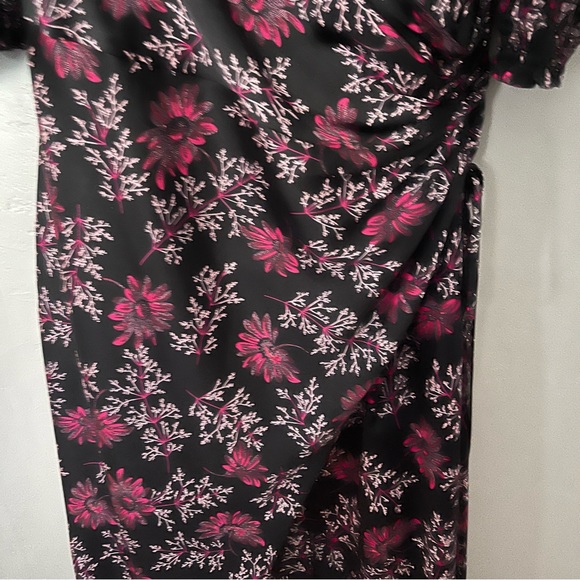 CINQ A SEPT Black Raspberry Floral puff sleeve Daisy Kacy Dress - Picture 5 of 9